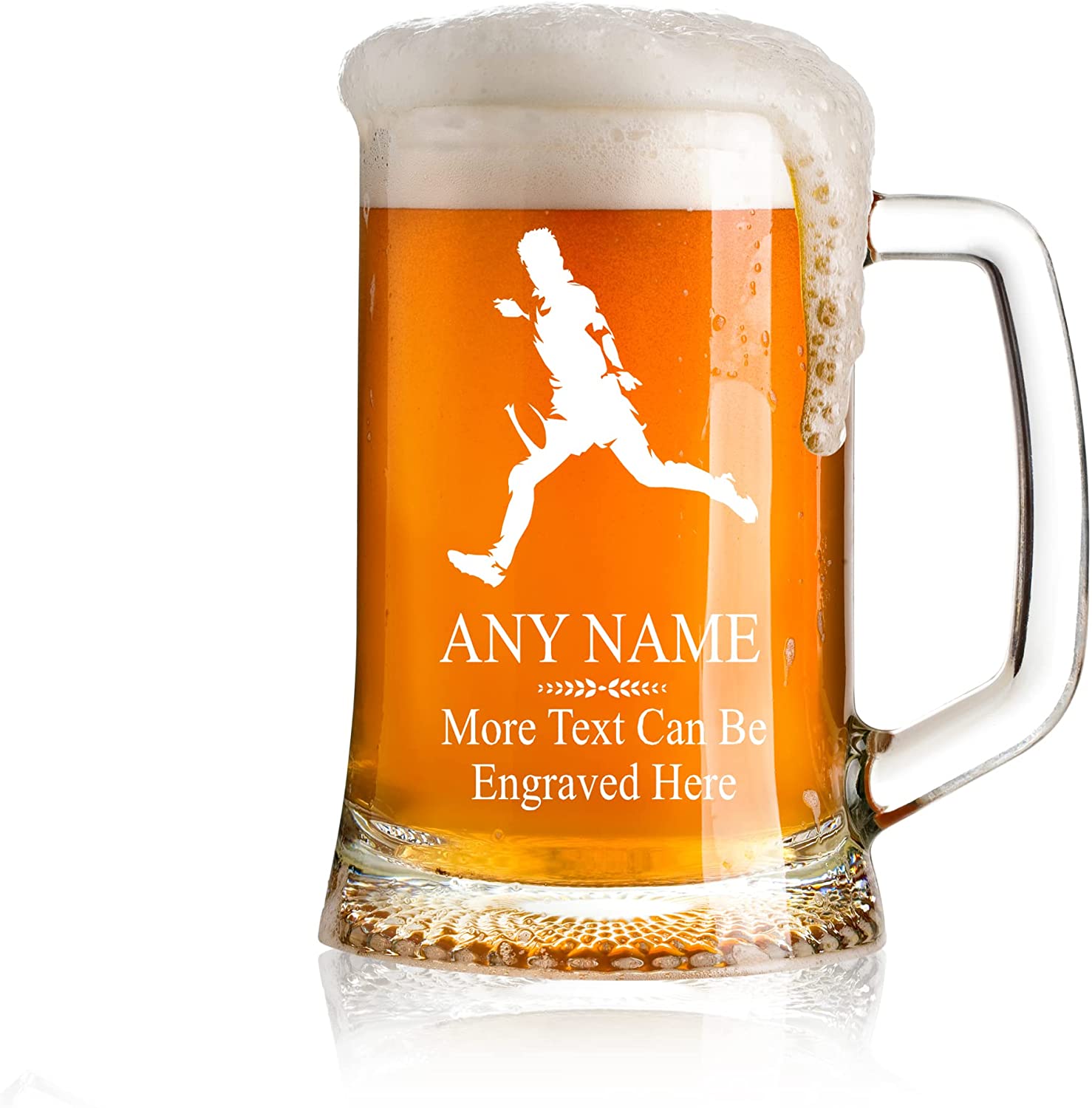 ukgiftstoreonline Personalised Rugby Themed Engraved Sports Pint Glass Beer Tankard Gift