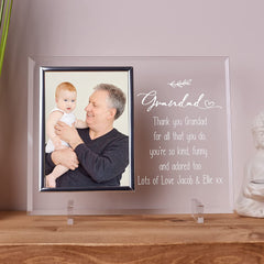 Personalised Grandad Engraved Glass Photo Frame In Lined Gift Box
