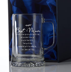 ukgiftstoreonline Personalised Best Man Pint Glass Beer Tankard Gift in Silk Lined Box