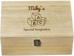 Personalised Large Wooden Baby Memory Keepsake Box Baby Block Design