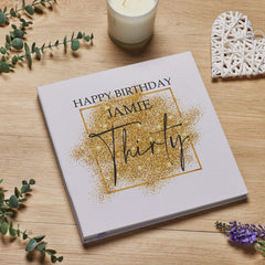 Personalised Large Linen 30th Birthday Photo Album With Gold Sparkles Design
