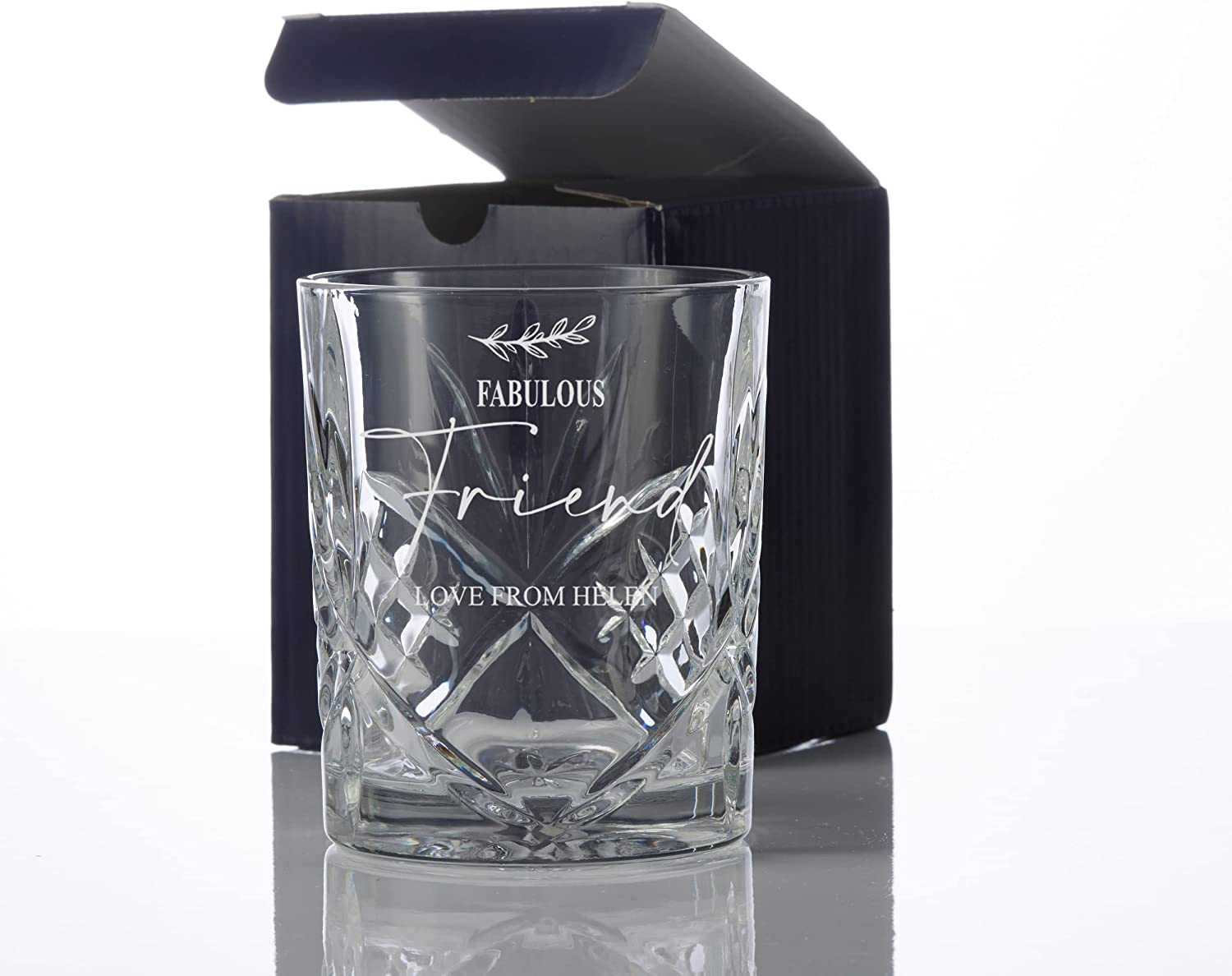 Engraved Friends Sentiment Crystal Cut Whiskey Glass Gift