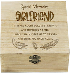 ukgiftstoreonline Girlfriend In Loving Memory Engraved Wooden Keepsake Box Gift