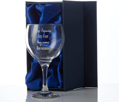 Personalised Gin Glass Cocktail Any Engraving in Silk Lined Gift Box