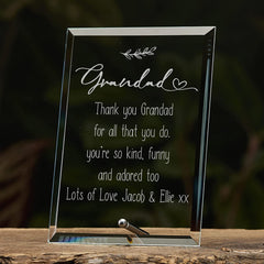Personalised Grandad Keepsake Gift Glass Plaque With Sentiment
