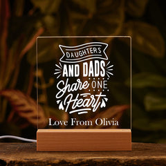 Personalised Daughters and Dad Share One Heart LED Lamp Gift for Dad