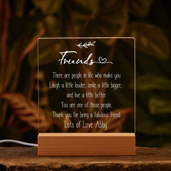 Personalised Friends Sentiment LED Night Lamp Keepsake Gift
