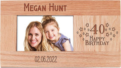 Personalised 40th Birthday Photo Frame Gift Solid Oak With name and date