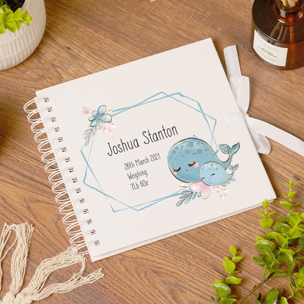 Personalised Baby Memories Scrapbook | Photo Album Whale Design