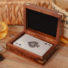 Personalised Luxury Playing Card Box-mens personalised gift- wooden card set- travel game- games for him - game gift-keepsake card set