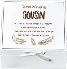 ukgiftstoreonline Cousin Remembrance Memory White Keepsake Box With Feather Design