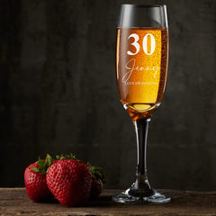 Personalised 30th Birthday Signature Champagne Flute Prosecco Glass Gift