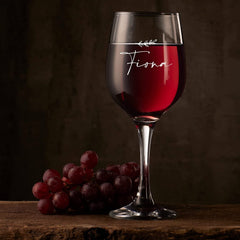 Personalised Botanical Theme Any Name Engraved Wine Glass Gift Boxed