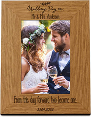 Personalised Wedding Day Photo Picture Frame Portrait With Sentiment