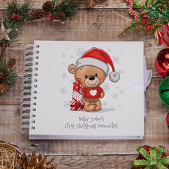 Personalised Baby's First Christmas Scrapbook Photo Album With Teddy