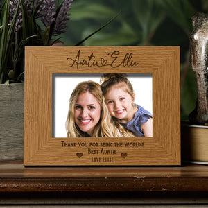 Personalised Best Auntie With Name Landscape Photo Frame Gift - ukgiftstoreonline