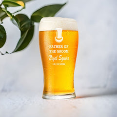 Personalised Beer Glass Wedding Favour Gift Best Man Usher Father Of The Groom