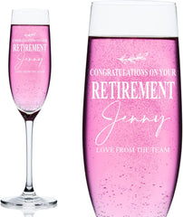 Personalised Retirement Champagne Flute Prosecco Glass Gift