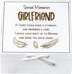 ukgiftstoreonline Girlfriend Remembrance Memory White Keepsake Box With Feather Design