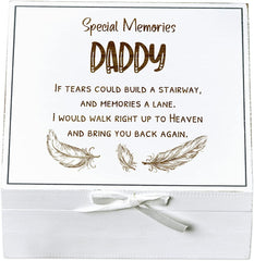 ukgiftstoreonline Daddy Remembrance Memory White Keepsake Box With Feather Design
