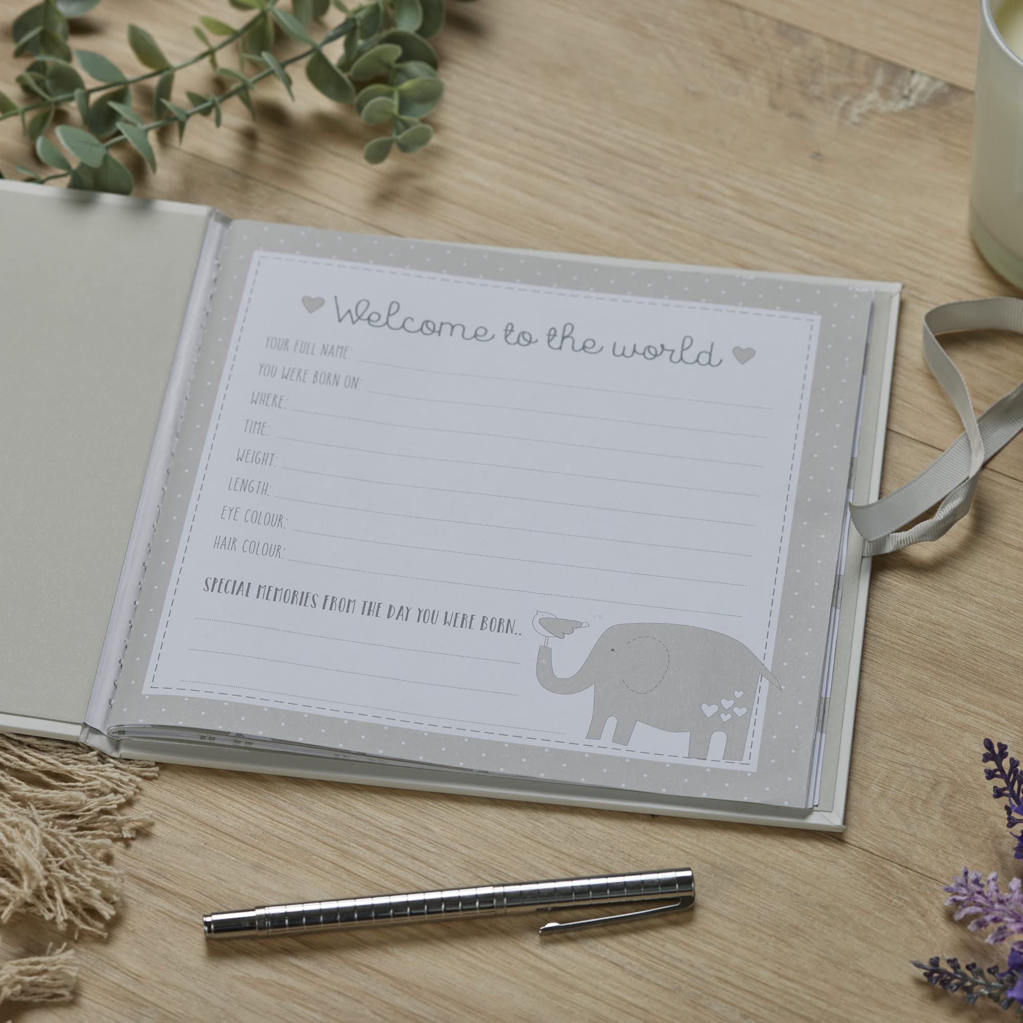 ukgiftstoreonline Personalised Beautiful Baby Boy Memory Record Memory Book With elephants