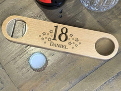 Happy Birthday Personalised Wooden Beer Drinks Bottle Opener 18th, 21st, 30th, 40th, 50th, 60th