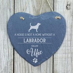 ukgiftstoreonline Personalised A House Is Not A Home Without A Dog Slate Heart Plaque