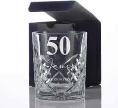 Engraved Personalised 50th Birthday Crystal Cut Whiskey Glass