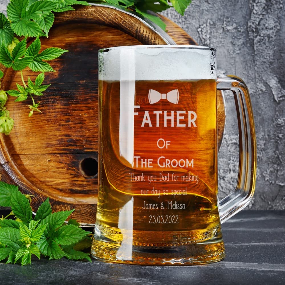 Personalised Father of The Groom Beer Tankard Glass Gift - ukgiftstoreonline