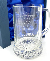 Engraved Personalised Birthday Beer Glass in A Silk Lined Gift Box 18th 21st 30th 40th 50th 60th 70th 80th