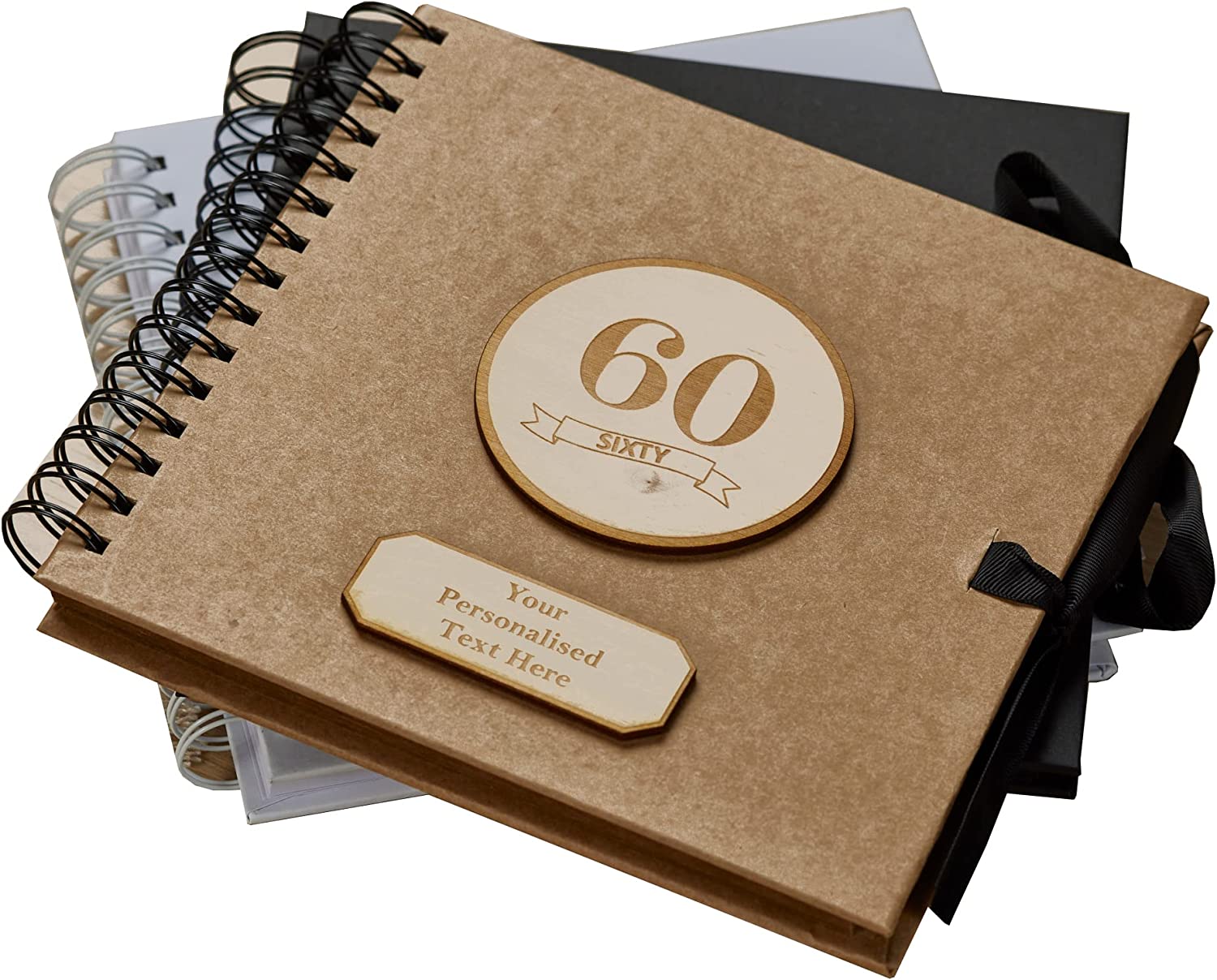 Personalised 60th Birthday Scrapbook Photo album Wooden Engraving Choice Of Colours
