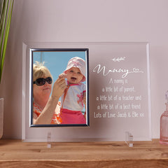 Personalised Nanny Engraved Glass Photo Frame In Lined Gift Box