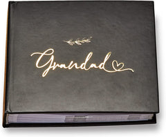Grandad Black Photo Album With Leaf Design For 50 x 6 by 4 Photos Gold Print