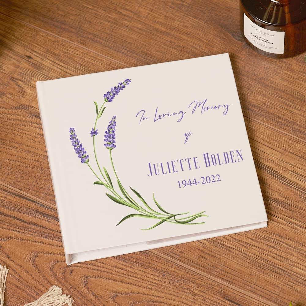 Personalised In Loving Memory Remembrance Photo Album Lavender Flower