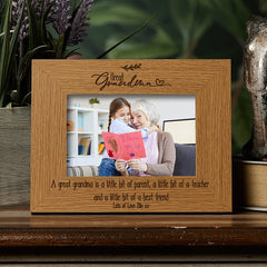 Personalised Great Grandma Sentiment Wooden Photo Frame Gift