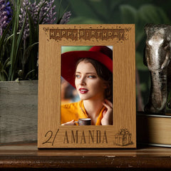 Personalised 21st Birthday Photo Frame Gift with Balloons Portrait - ukgiftstoreonline