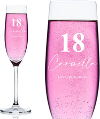 Personalised 18th Birthday Signature Champagne Flute Prosecco Glass Gift