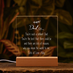 Personalised Dad Sentiment LED Night Lamp Keepsake Gift
