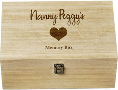 Personalised Large Wooden Memory Keepsake Box Love Heart Design