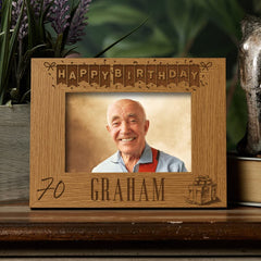 Personalised 70th Birthday Photo Frame Gift with Balloons Landscape