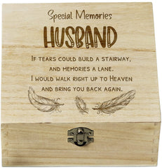 ukgiftstoreonline Husband In Loving Memory Engraved Wooden Keepsake Box Gift
