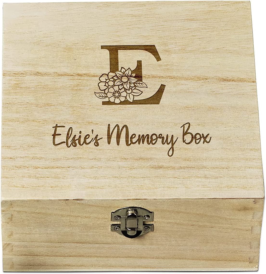 Personalised Floral Monogram Sentiment Wooden Keepsake Box Gift Engraved