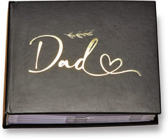 Dad Black Photo Album With Leaf Design For 50 x 6 by 4 Photos Gold Print