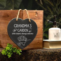 Personalised Garden Sign Engraved Slate Heart Gift