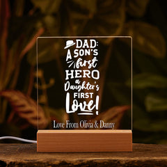 Personalised Gift for Dad LED Lamp Gift from Son and Daughter