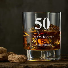 Engraved Personalised 50th Birthday Whiskey Glass Gift Boxed
