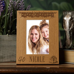 Personalised 40th Birthday Photo Frame Gift with Balloons Portrait