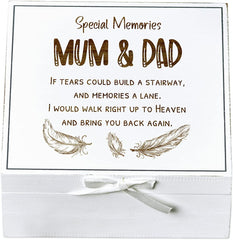 ukgiftstoreonline Mum & Dad Remembrance Memory White Keepsake Box With Feather Design