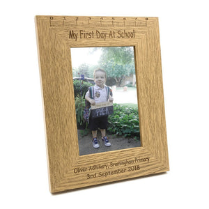Personalised Engraved My First Day Of School Wooden Photo Frame Keepsake