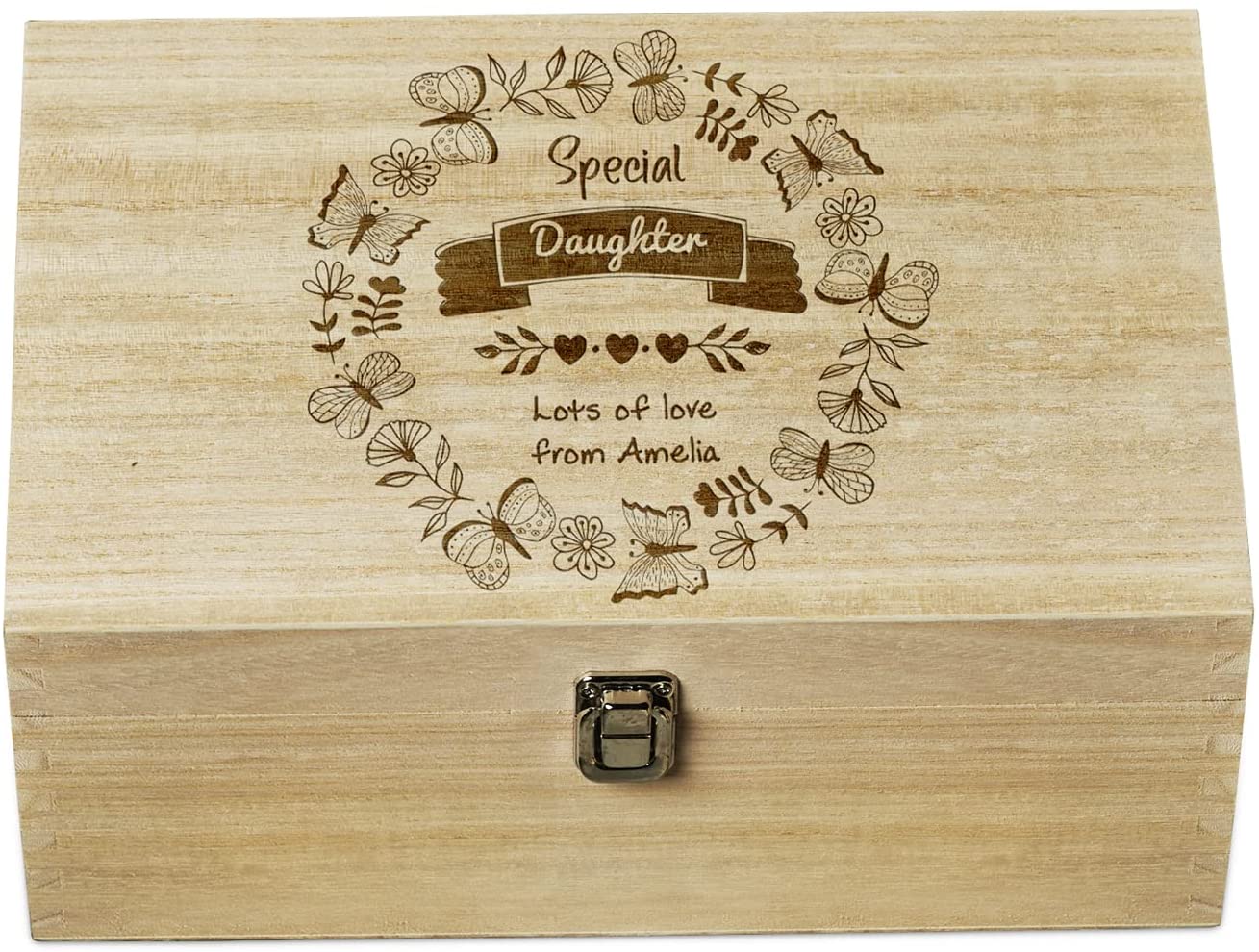 Personalised Daughter Large wooden Keepsake Box Gift